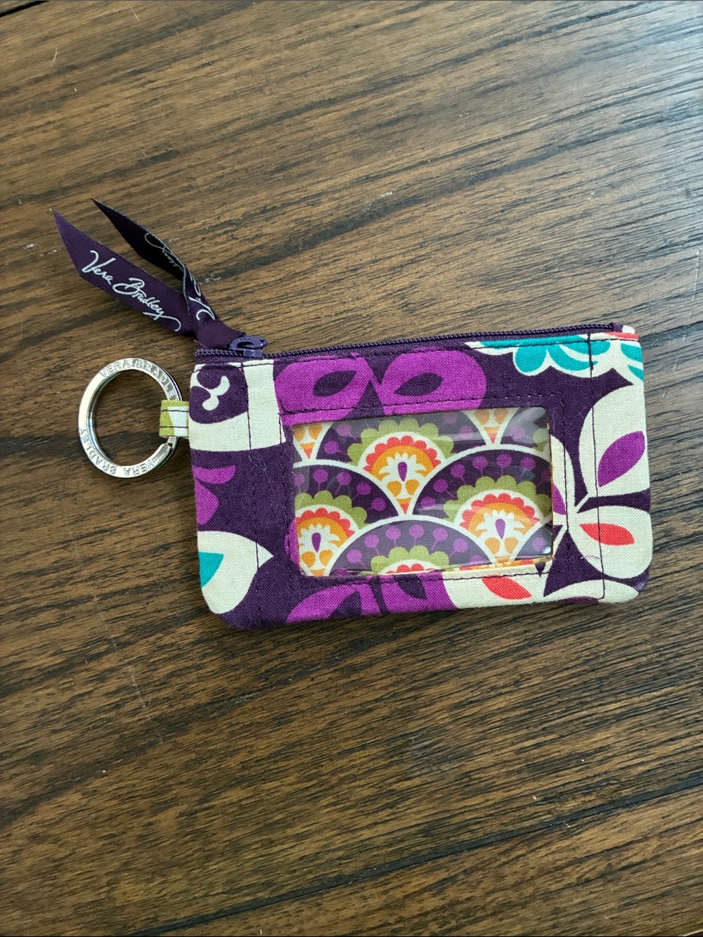 Vera Bradley Purple Floral Key & Card Holder with ID Window
